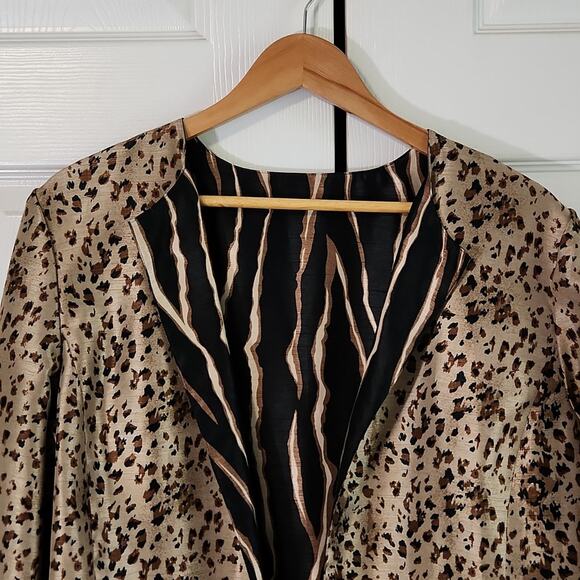Handmade Womens Leopard Print Blazer Size Med Lightweight Animal Print Chic - Picture 5 of 7